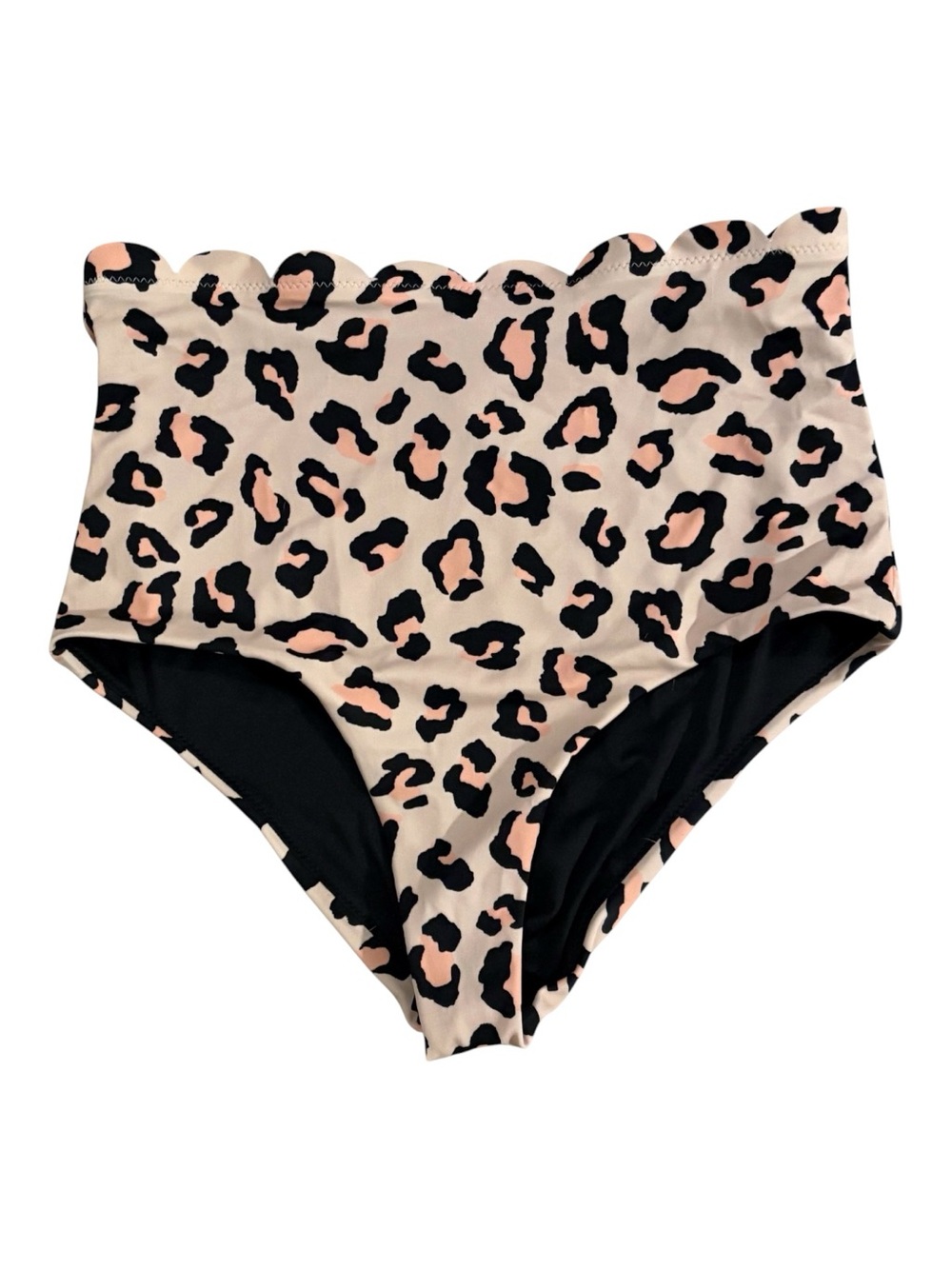 Chelsea 28 Women’s Leopard Print Scalloped High Waist Bikini Bottoms- Size XS